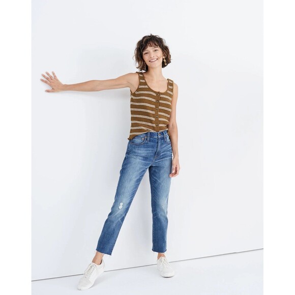 Madewell Denim - Madewell The High-Rise‎ Slim Boyjeans: Raw Hem 32